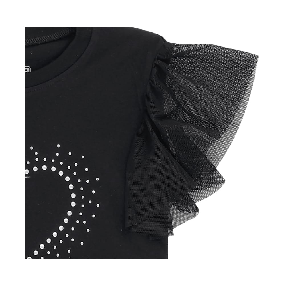 Foto 3 pulgar | Blusa Coqueta Para Niña De Algodón Negro Con Manga De Holanes