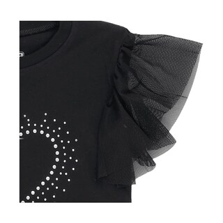 Foto 2 | Blusa Coqueta Para Niña De Algodón Negro Con Manga De Holanes
