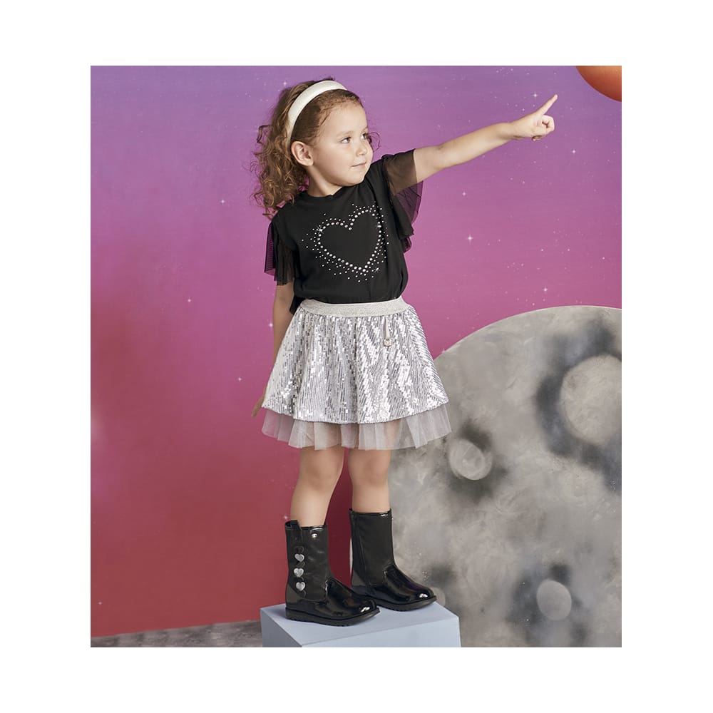 Foto 5 pulgar | Blusa Coqueta Para Niña De Algodón Negro Con Manga De Holanes