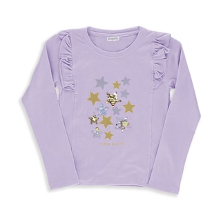 Foto 1 | Blusa Coqueta Para Niña De Algodón En Lila Con Lentejuela Reversible