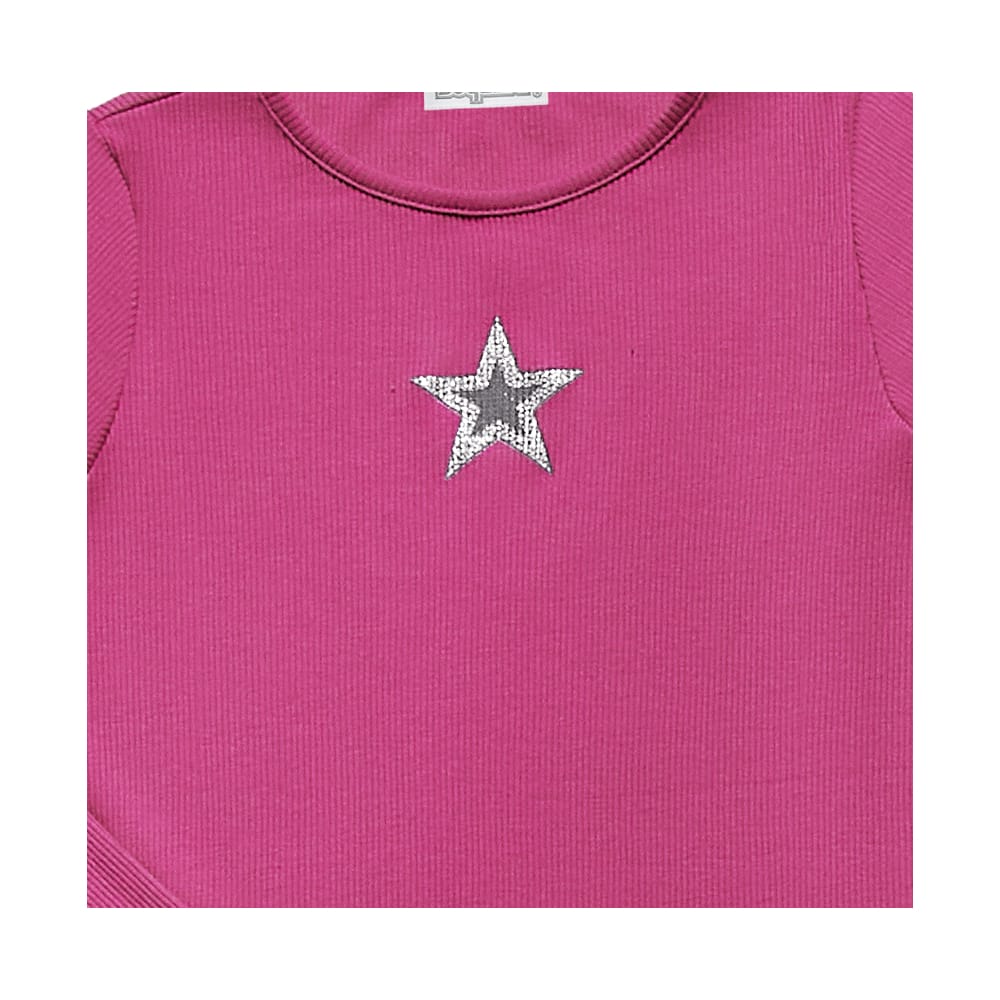 Foto 3 pulgar | Blusa Coqueta Para Niña De Algodón Rosa Con Estrella Brillante