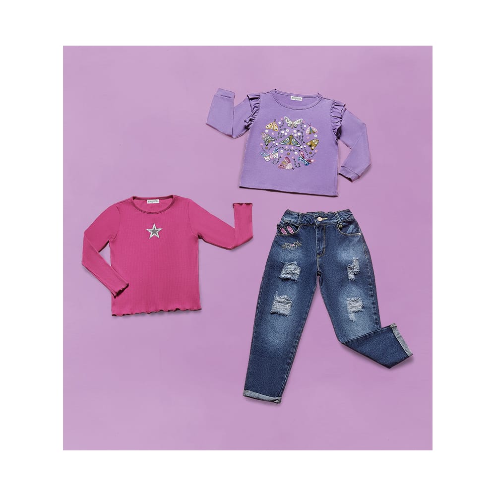 Foto 5 pulgar | Blusa Coqueta Para Niña De Algodón Rosa Con Estrella Brillante