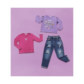Foto 4 | Blusa Coqueta Para Niña De Algodón Rosa Con Estrella Brillante
