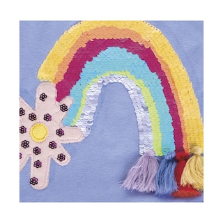 Foto 2 | Blusa Coqueta Para Niña De Algodón Azul Con Arcoiris.