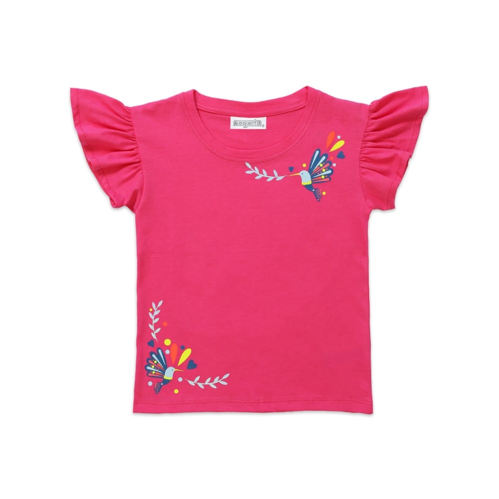 Foto 1 | Blusa Coqueta Para Niña En Algodón Rosa Con Mangas De Olan