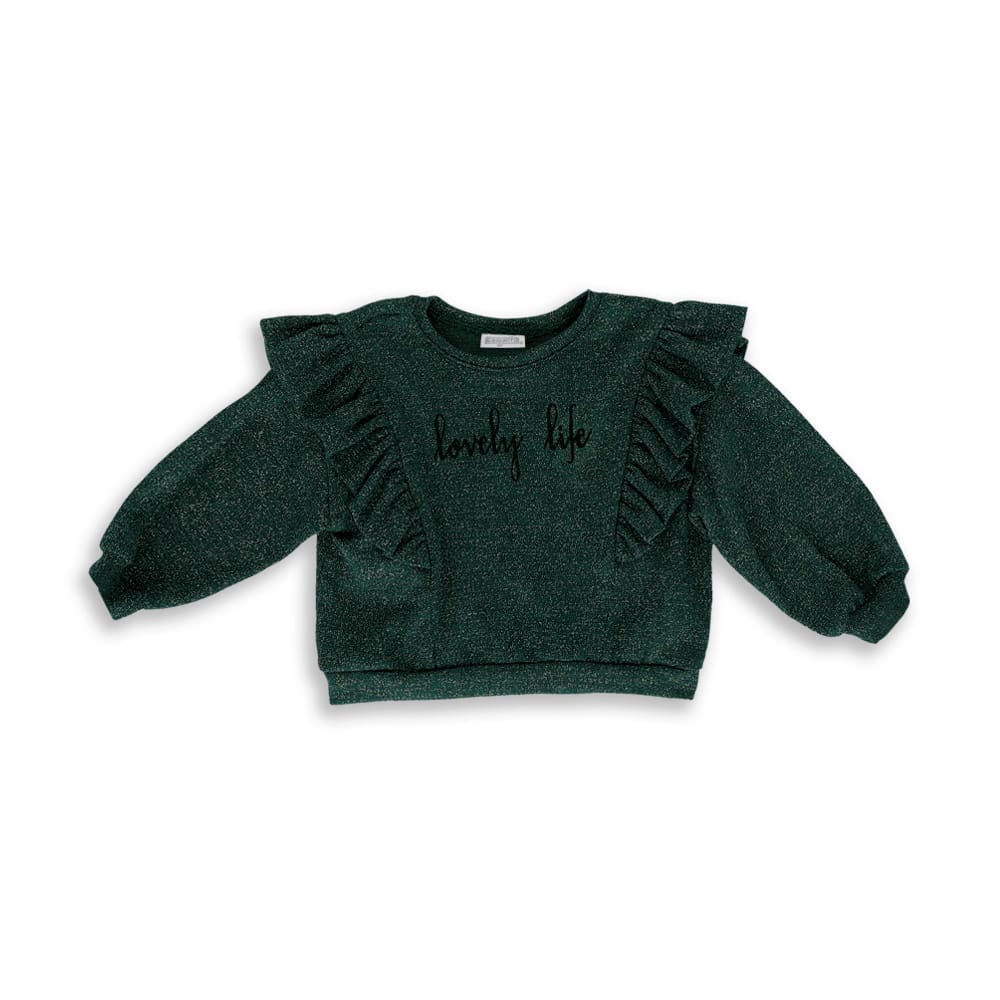Foto 2 pulgar | Blusa Coqueta Para Niña De Poliéster Verde Con Brillo Metálico