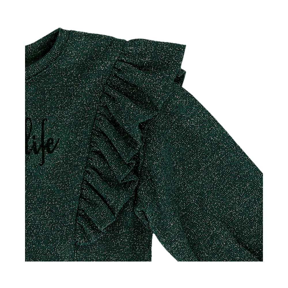 Foto 3 pulgar | Blusa Coqueta Para Niña De Poliéster Verde Con Brillo Metálico