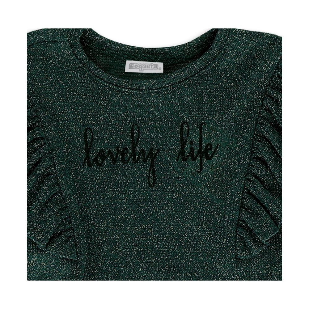 Foto 4 pulgar | Blusa Coqueta Para Niña De Poliéster Verde Con Brillo Metálico