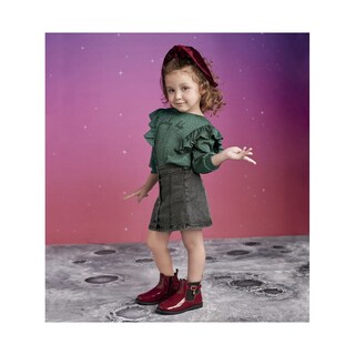 Foto 4 | Blusa Coqueta Para Niña De Poliéster Verde Con Brillo Metálico