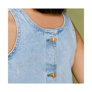 Foto 2 | Blusa Coqueta Para Niña De Algodón En Azul Con Efecto Denim