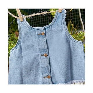 Foto 3 | Blusa Coqueta Para Niña De Algodón En Azul Con Efecto Denim