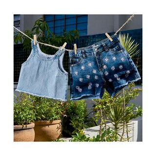 Foto 4 | Blusa Coqueta Para Niña De Algodón En Azul Con Efecto Denim