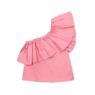 Foto 1 | Blusa Coqueta Para Niña De Poliéster En Rosa Con Pliegue Asimétrico