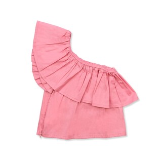 Foto 2 | Blusa Coqueta Para Niña De Poliéster En Rosa Con Pliegue Asimétrico