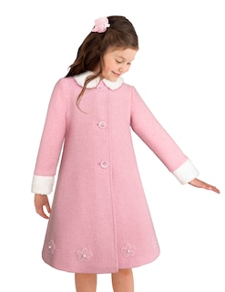 Foto 1 | Abrigo Rosa De Invierno Para Niña Con Moño Y Flores Gerat