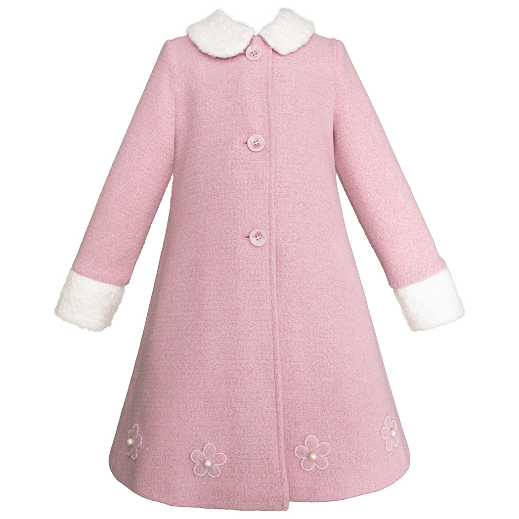 Foto 3 pulgar | Abrigo Rosa De Invierno Para Niña Con Moño Y Flores Gerat