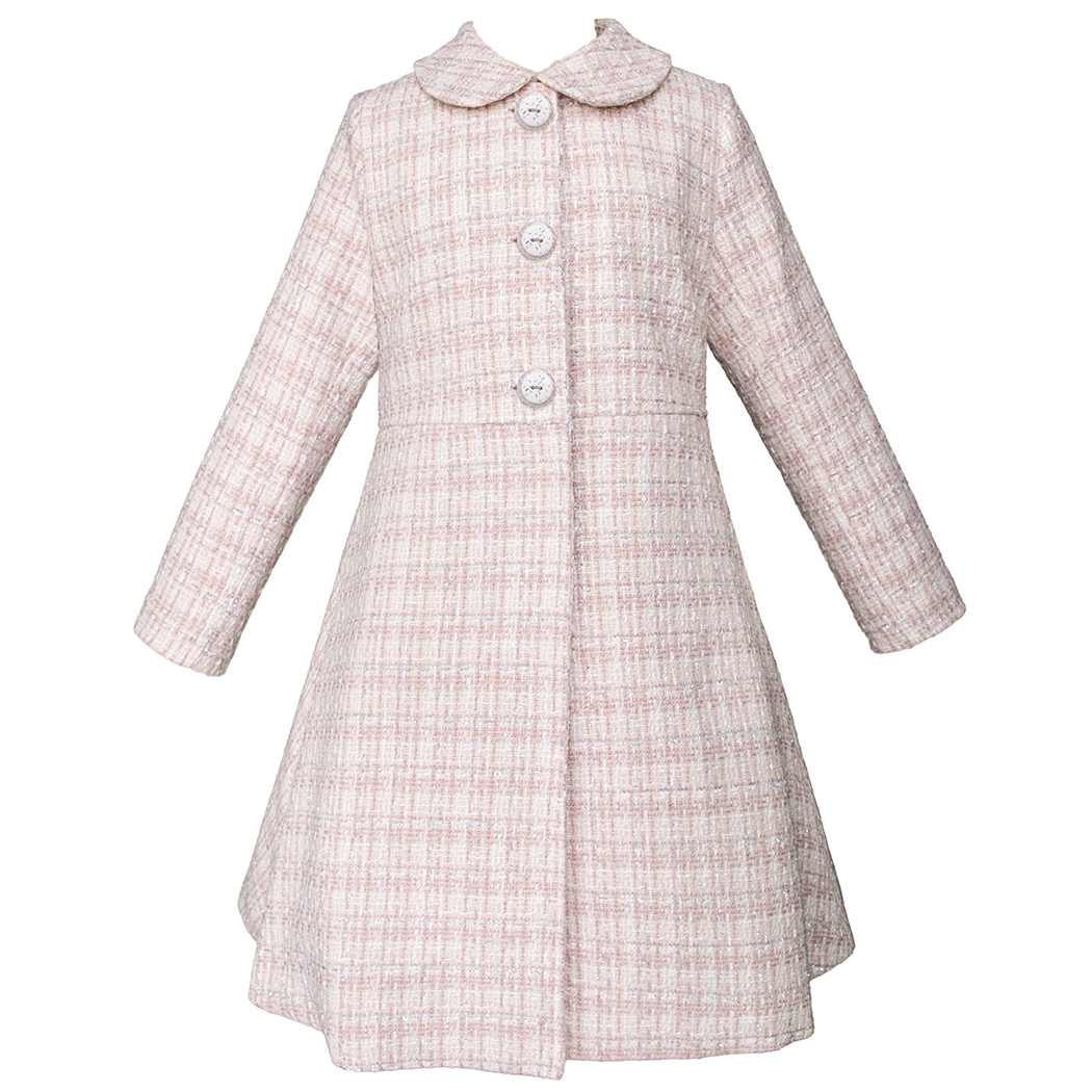 Foto 3 pulgar | Abrigo De Fiesta Para Niña En Rosa Pastel Con Textura Tipo Tweed – Gerat