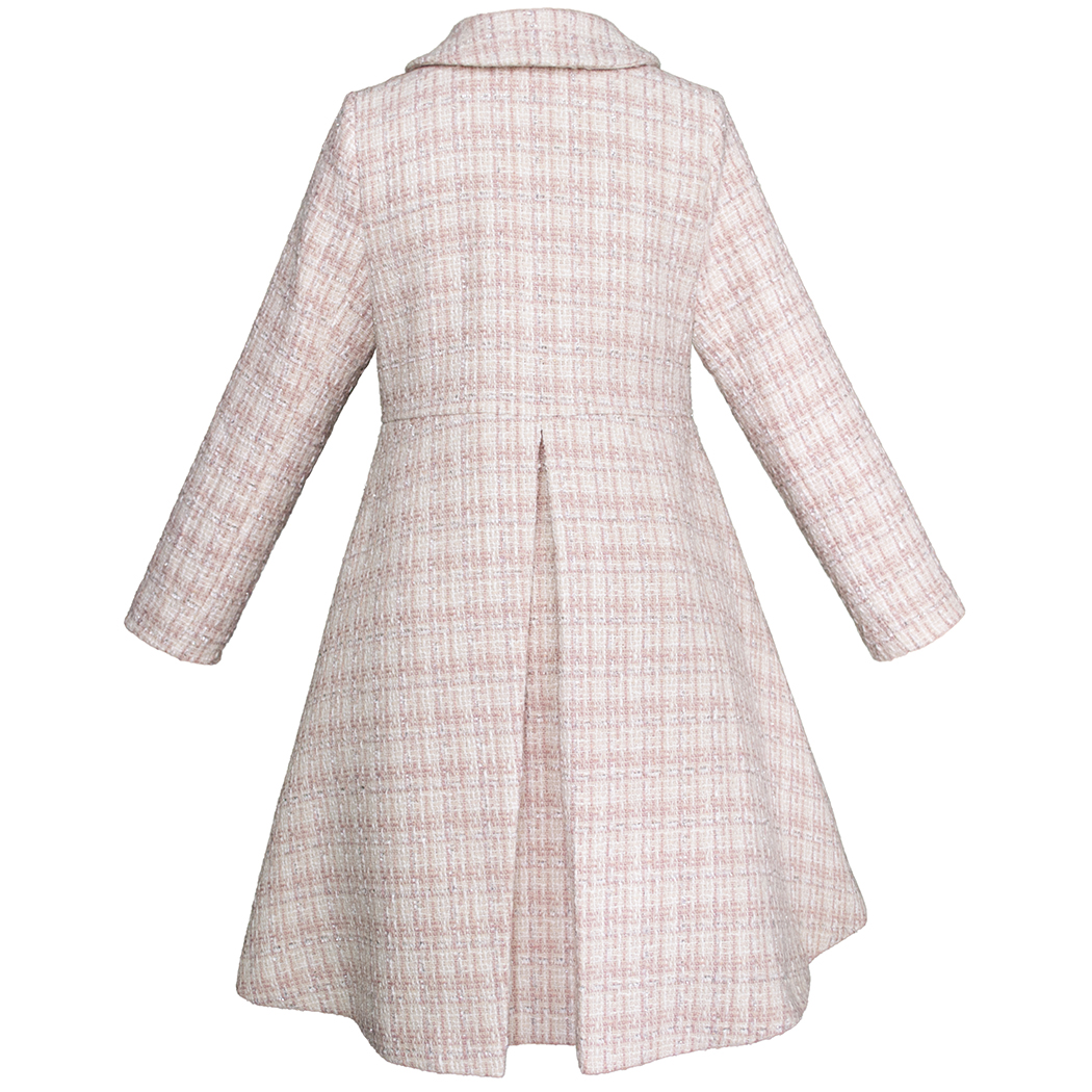 Foto 4 pulgar | Abrigo De Fiesta Para Niña En Rosa Pastel Con Textura Tipo Tweed – Gerat