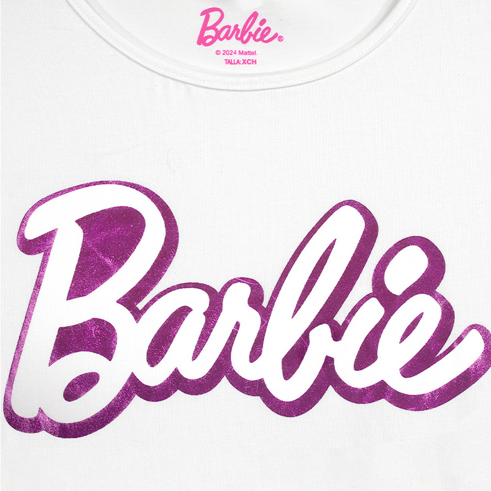Foto 4 pulgar | Crop Con Jareta Y Estampado Metalico Con La Silueta De Barbie Para Niña