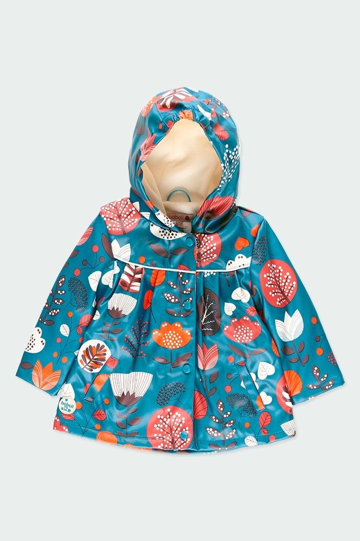 Chamarra Impermeable Boboli Azul con Flores para Niña