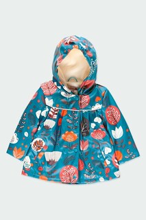 Foto 1 | Chamarra Impermeable Boboli Azul con Flores para Niña