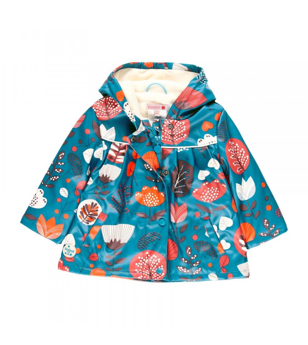 Foto 2 | Chamarra Impermeable Boboli Azul con Flores para Niña