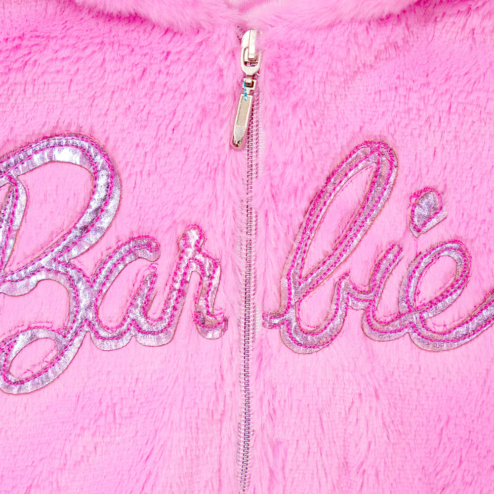 Foto 4 pulgar | Chamarra de Peluche con Bordado Barbie para Niña