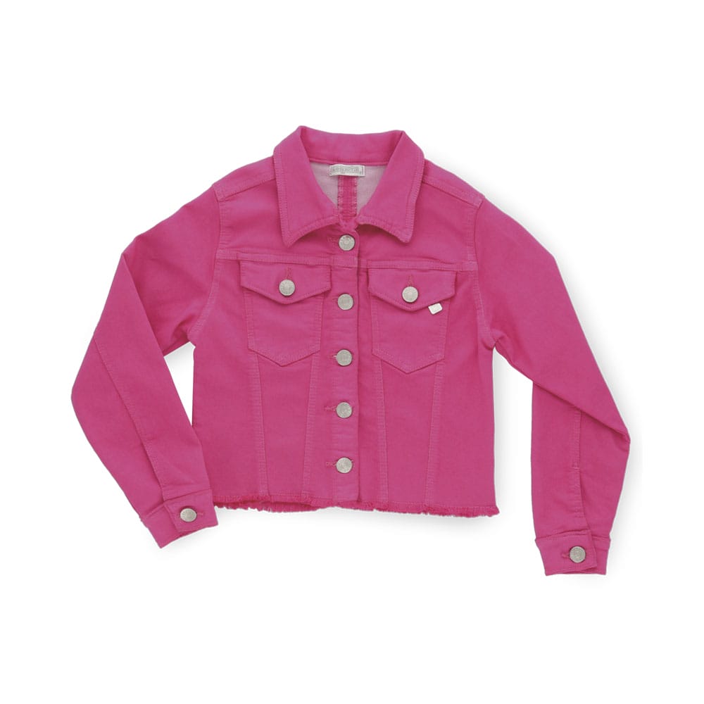Chamarra Coqueta Para Niña De Algodón Fucsia Con Botones Metálicos