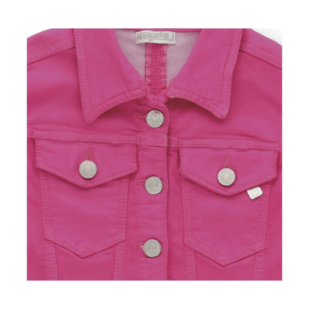 Foto 3 pulgar | Chamarra Coqueta Para Niña De Algodón Fucsia Con Botones Metálicos