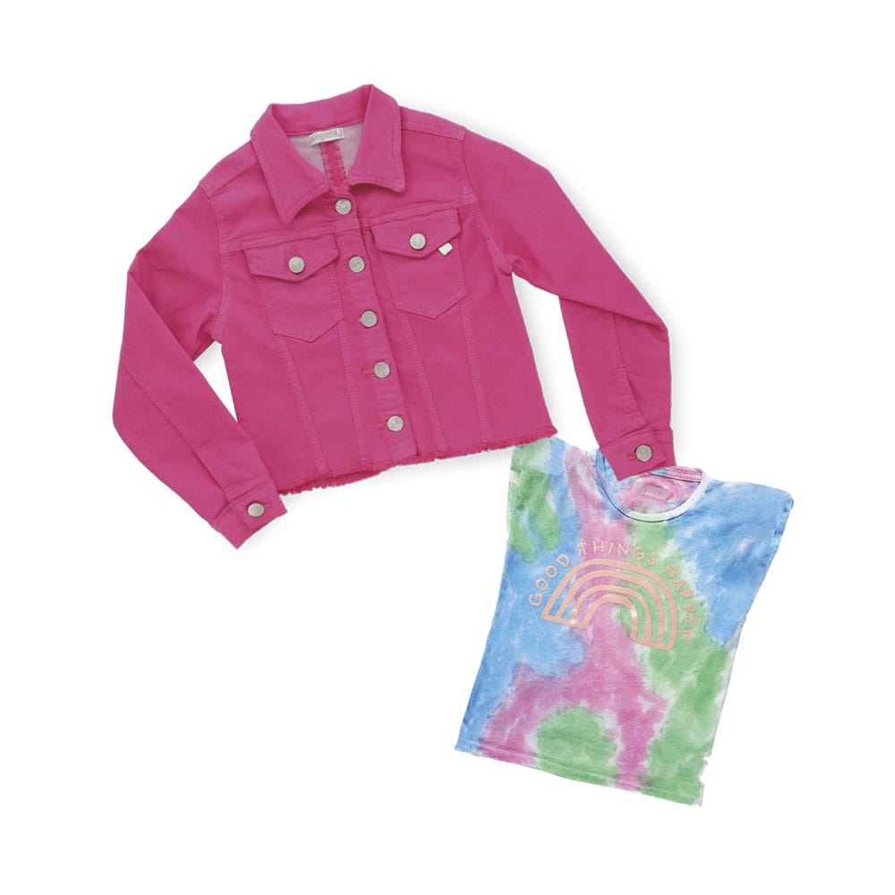 Foto 5 pulgar | Chamarra Coqueta Para Niña De Algodón Fucsia Con Botones Metálicos