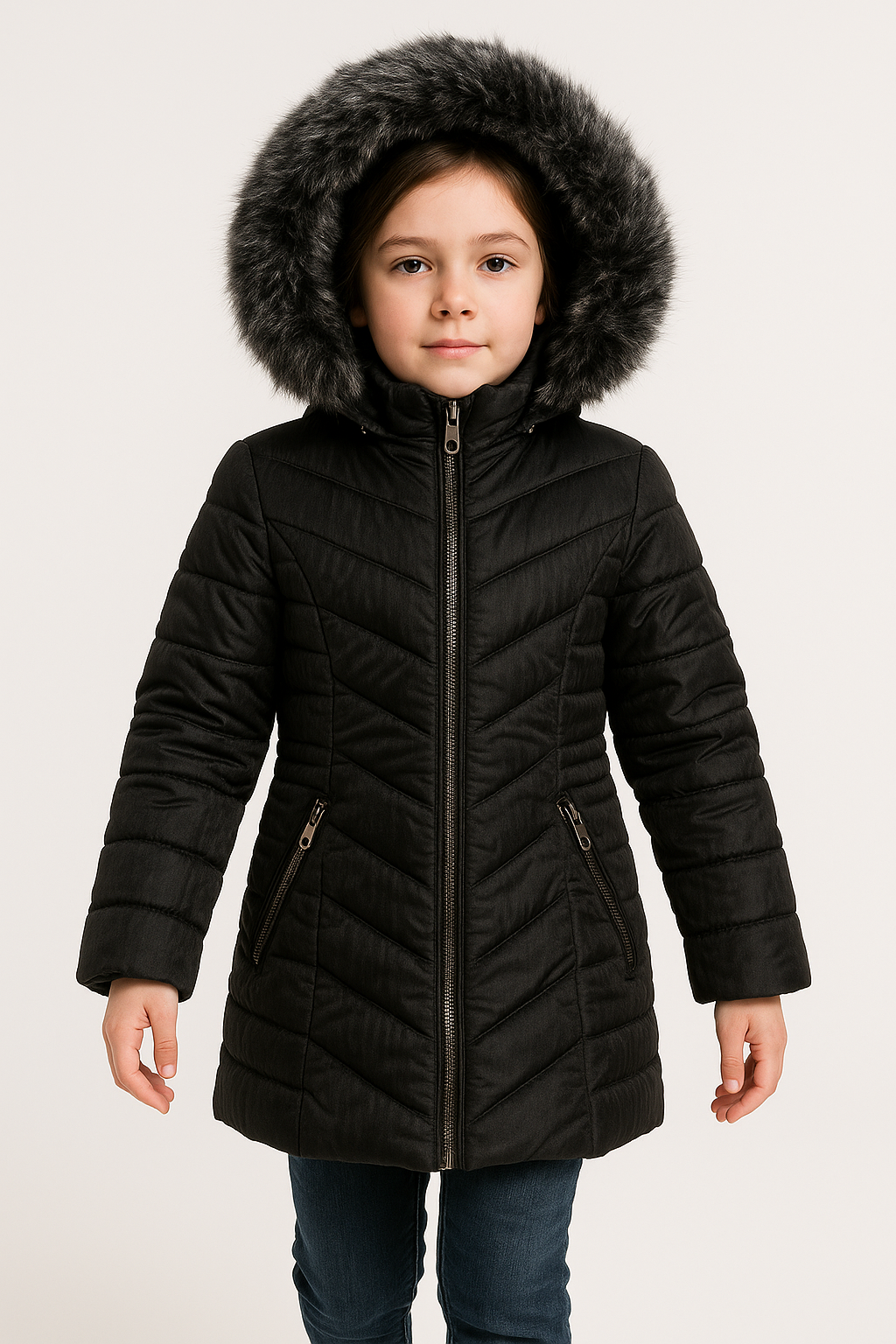 Foto 2 pulgar | Chamarra Niña Con Gorro Peluche Estilo Y Protección Invierno
