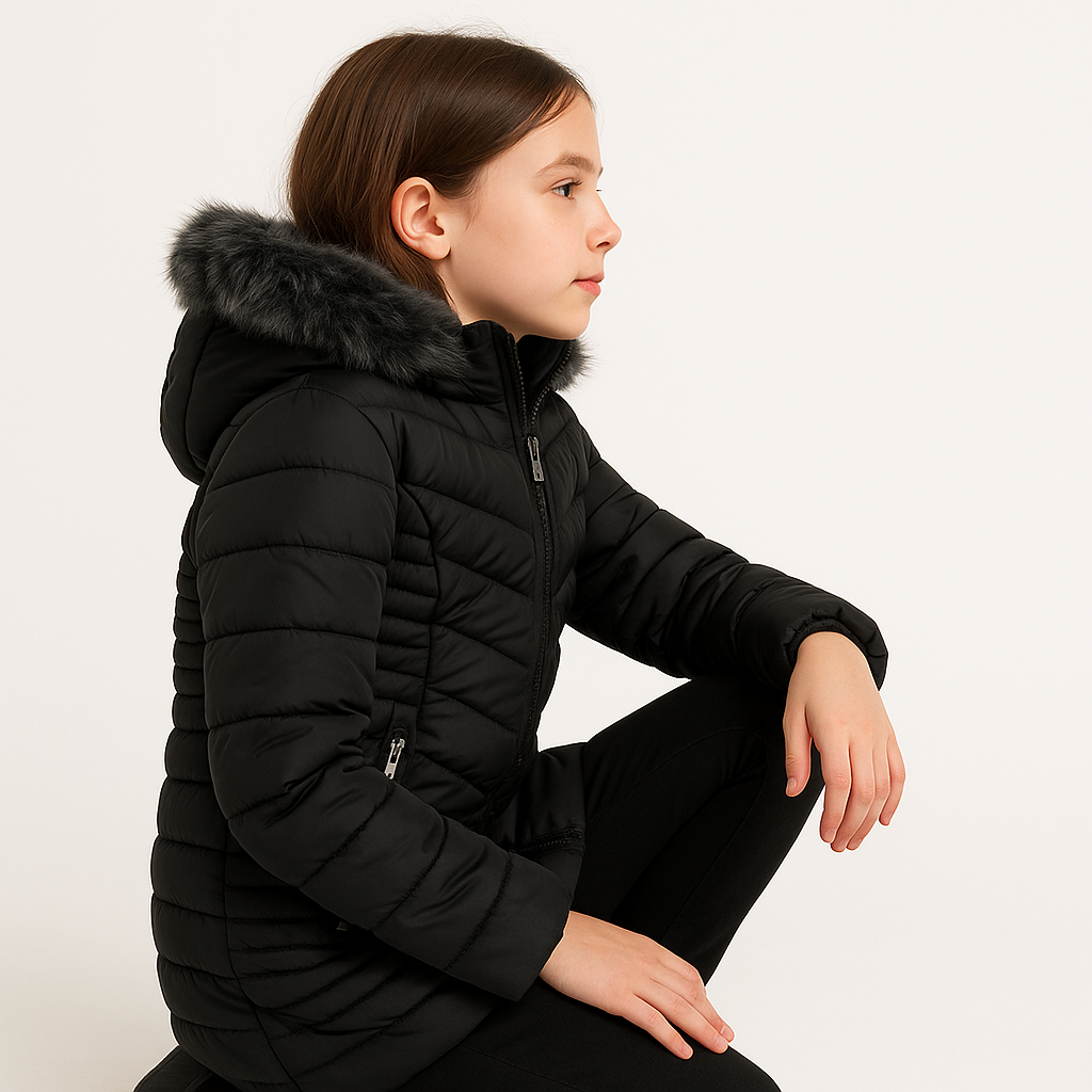 Foto 3 pulgar | Chamarra Niña Con Gorro Peluche Estilo Y Protección Invierno