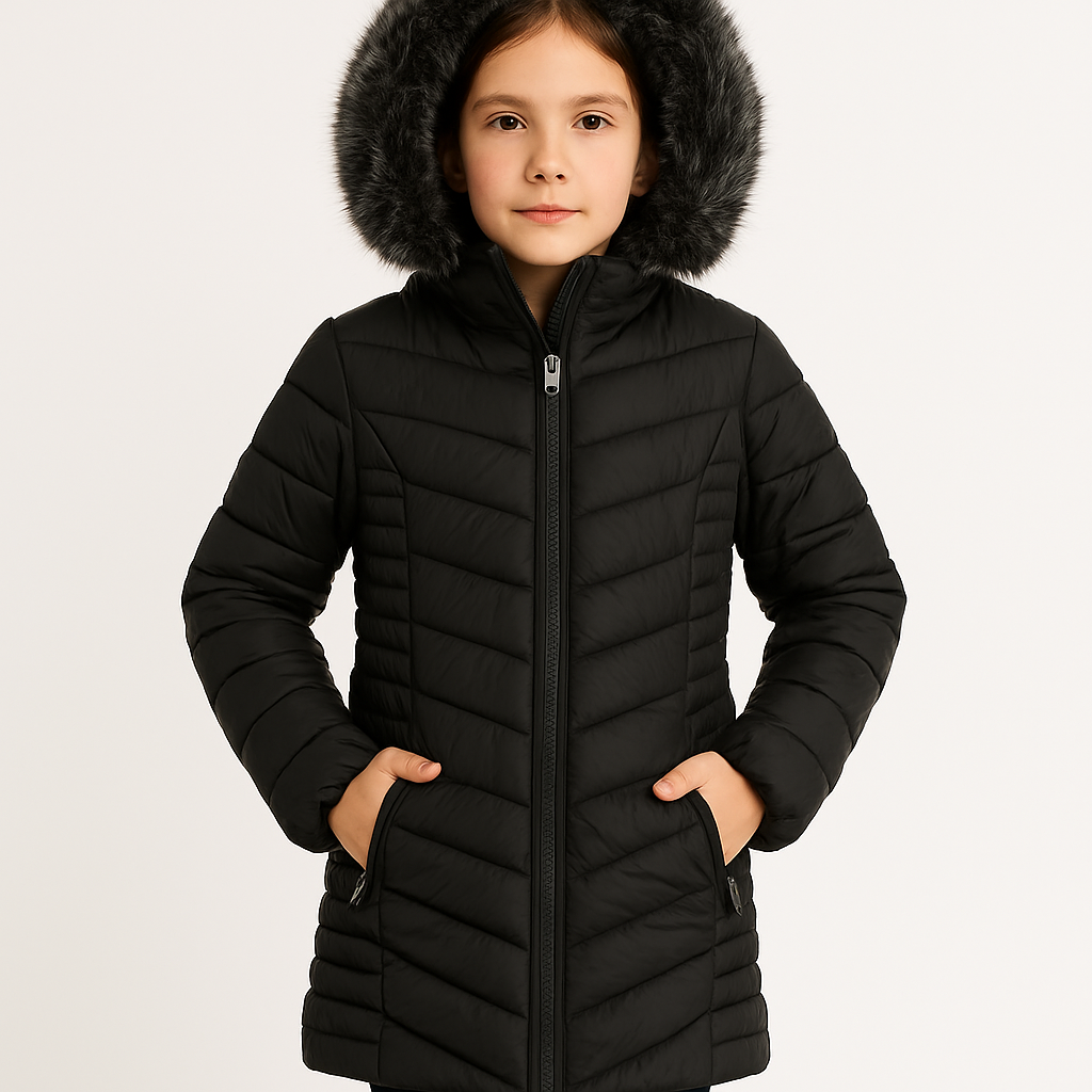 Foto 4 pulgar | Chamarra Niña Con Gorro Peluche Estilo Y Protección Invierno