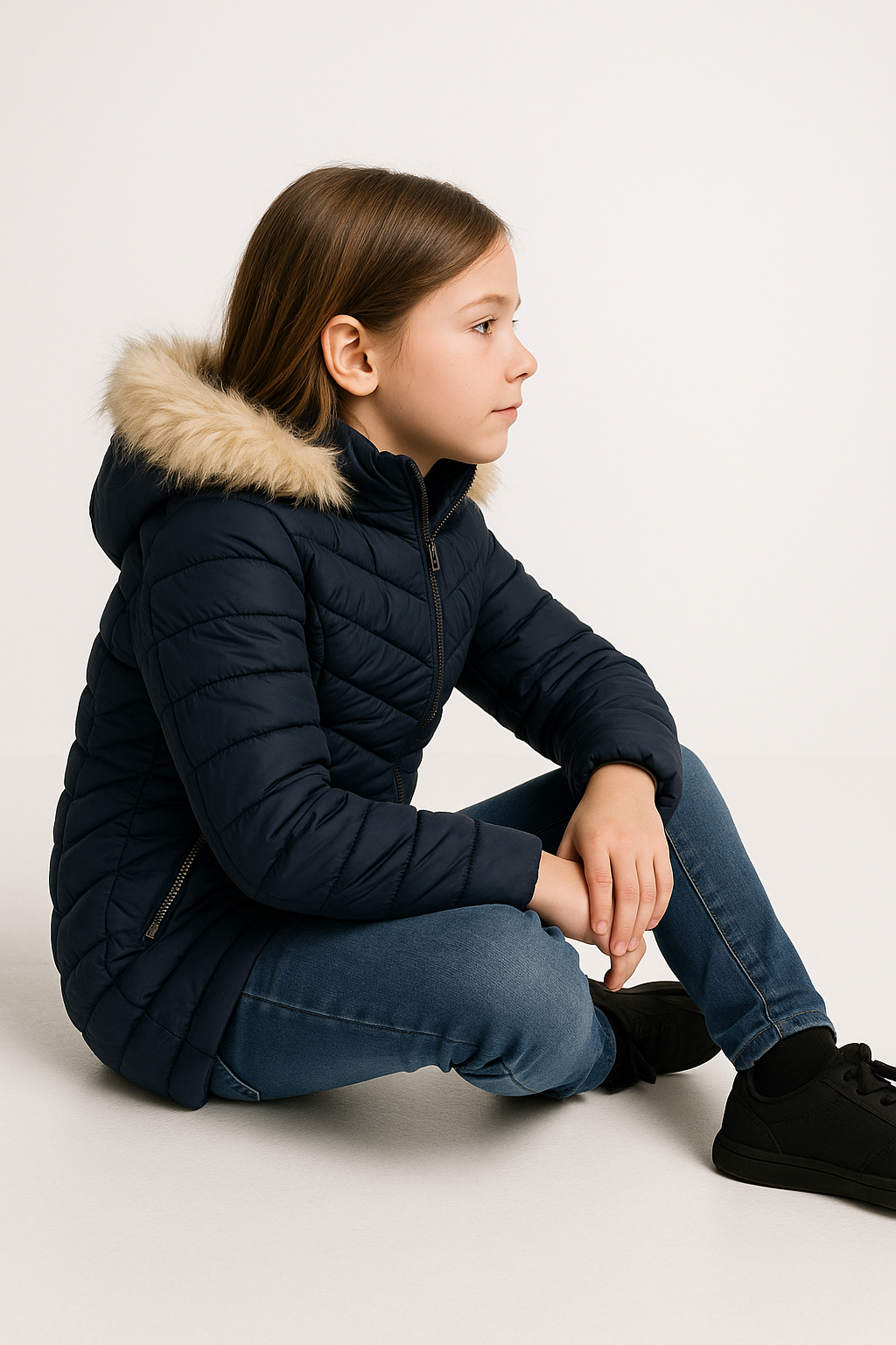 Foto 3 pulgar | Chamarra Niña Con Gorro Peluche Estilo Y Protección Invierno Azul