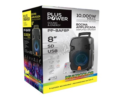 Foto 2 | Bafle Amplificado Plus Power PP-BAF8P color Negro 8 " Portátil Bluetooth
