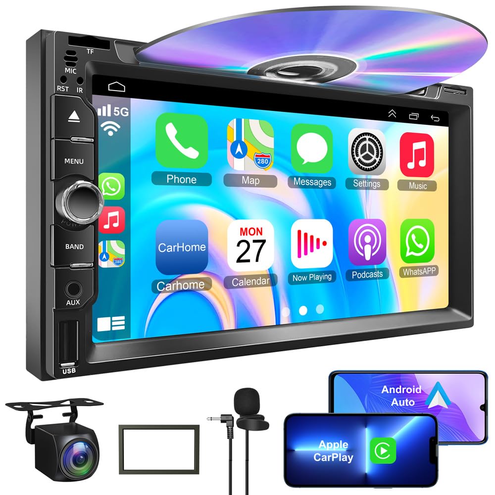 Foto 1 | Reproductor Estéreo De Cd/dvd Doble Din Para Coche Carplay Android Auto - Venta Internacional.