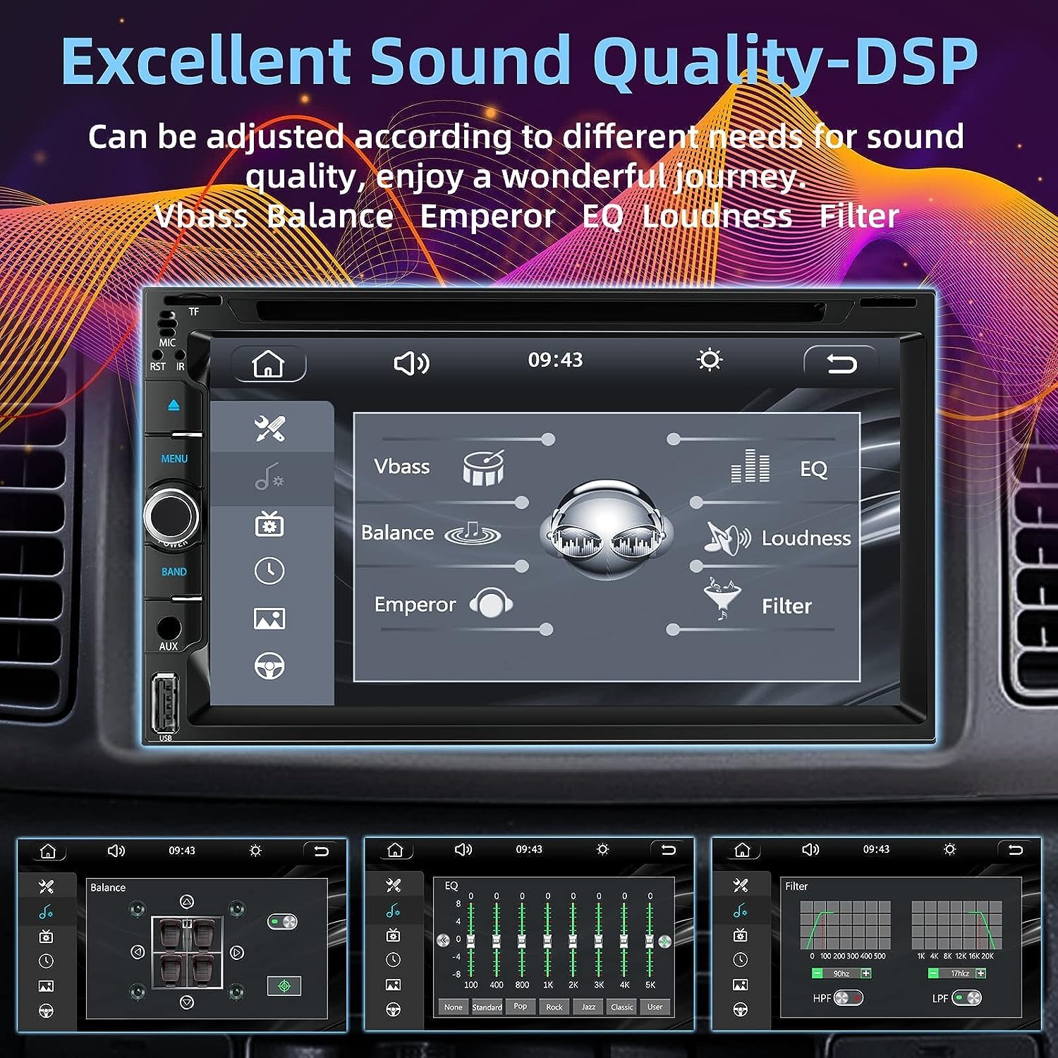 Foto 6 | Reproductor Estéreo De Cd/dvd Doble Din Para Coche Carplay Android Auto - Venta Internacional.