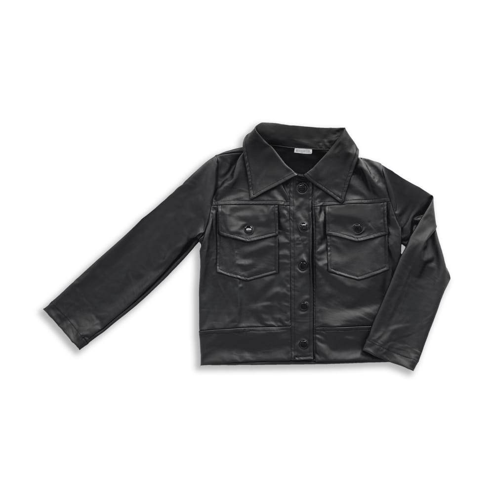 Foto 2 pulgar | Sobrecamisa Coqueta Para Niña De Poliéster Negro Con Bolsillos