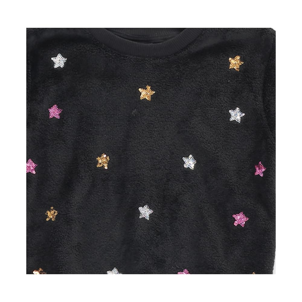 Foto 4 pulgar | Sueter Coqueta Para Niña De Algodón Negro Con Estrellas Bordadas