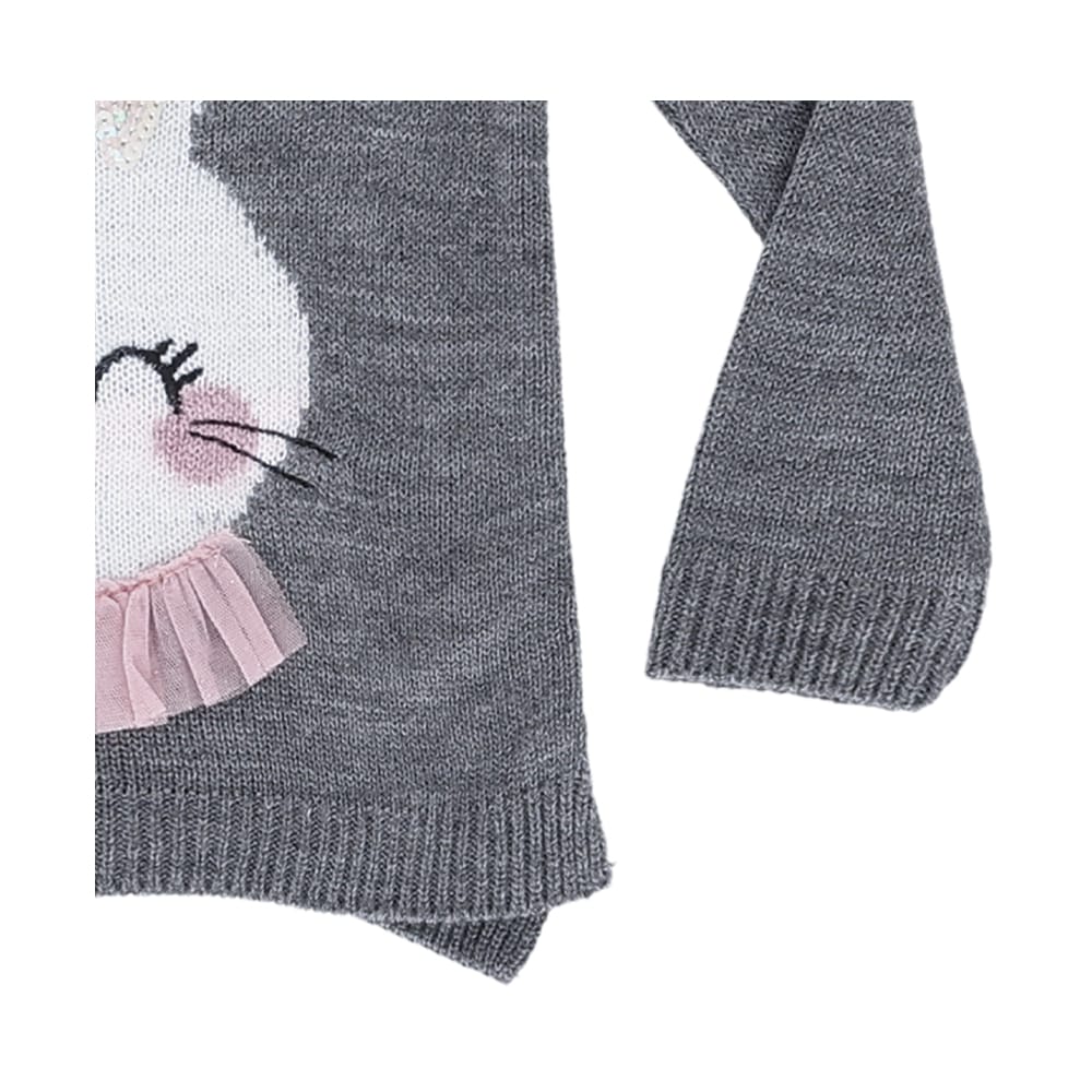 Foto 2 | Suéter Coqueta Para Niña De Acrílico Gris Con Diseño De Conejito