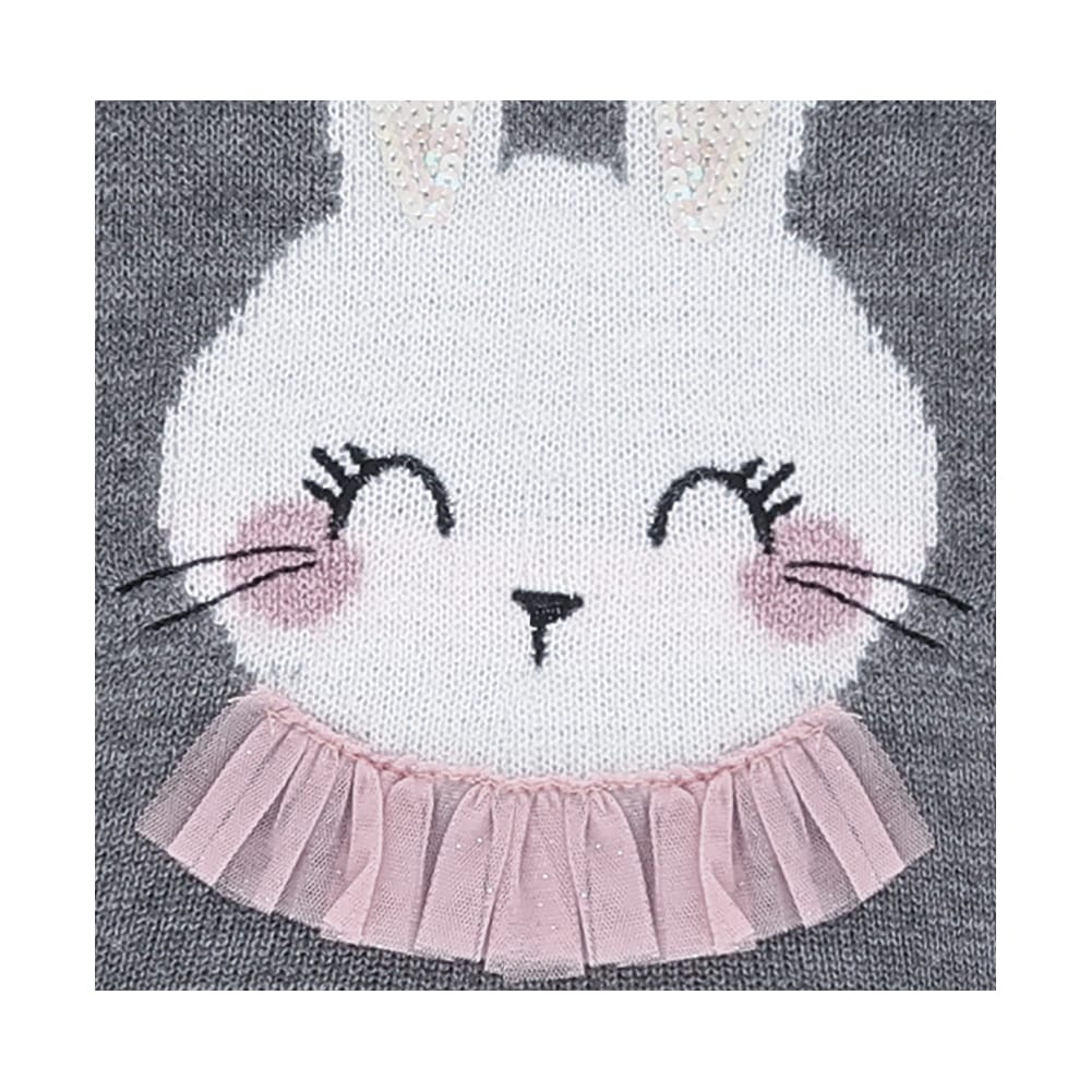 Foto 4 pulgar | Suéter Coqueta Para Niña De Acrílico Gris Con Diseño De Conejito