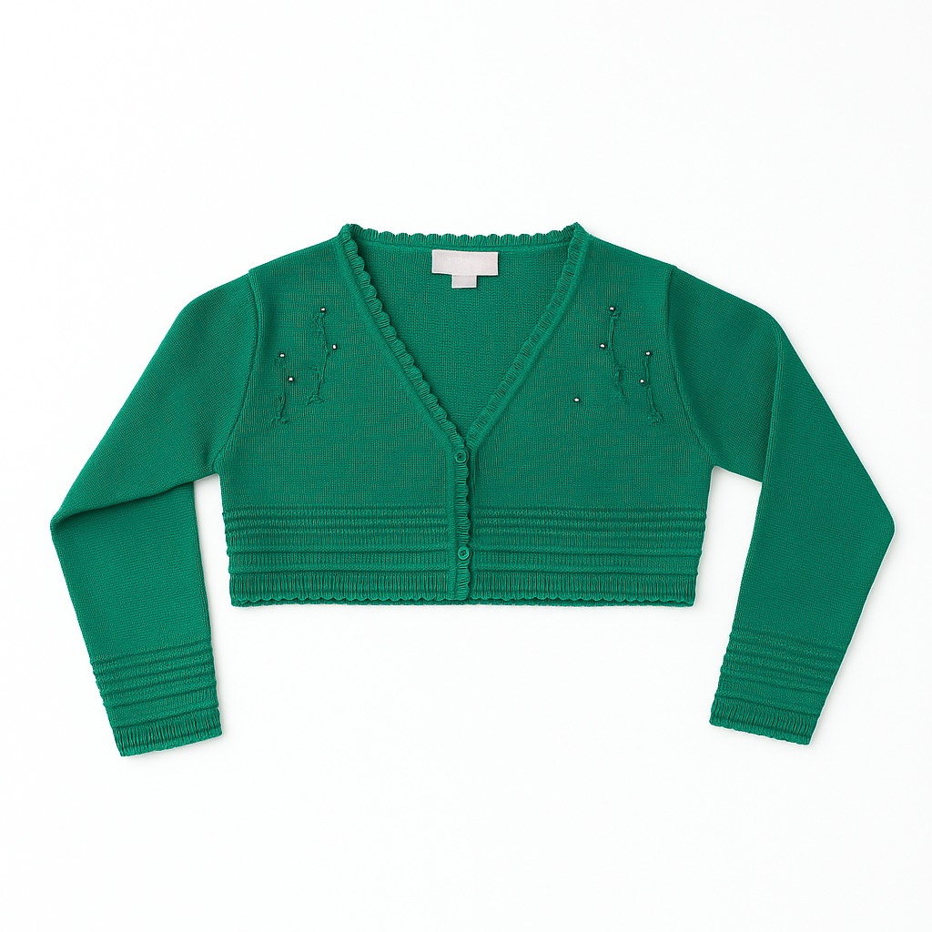 Foto 2 pulgar | Suéter Tipo Bolero Para Niña Chicos Olé 3022 Verde Elegante