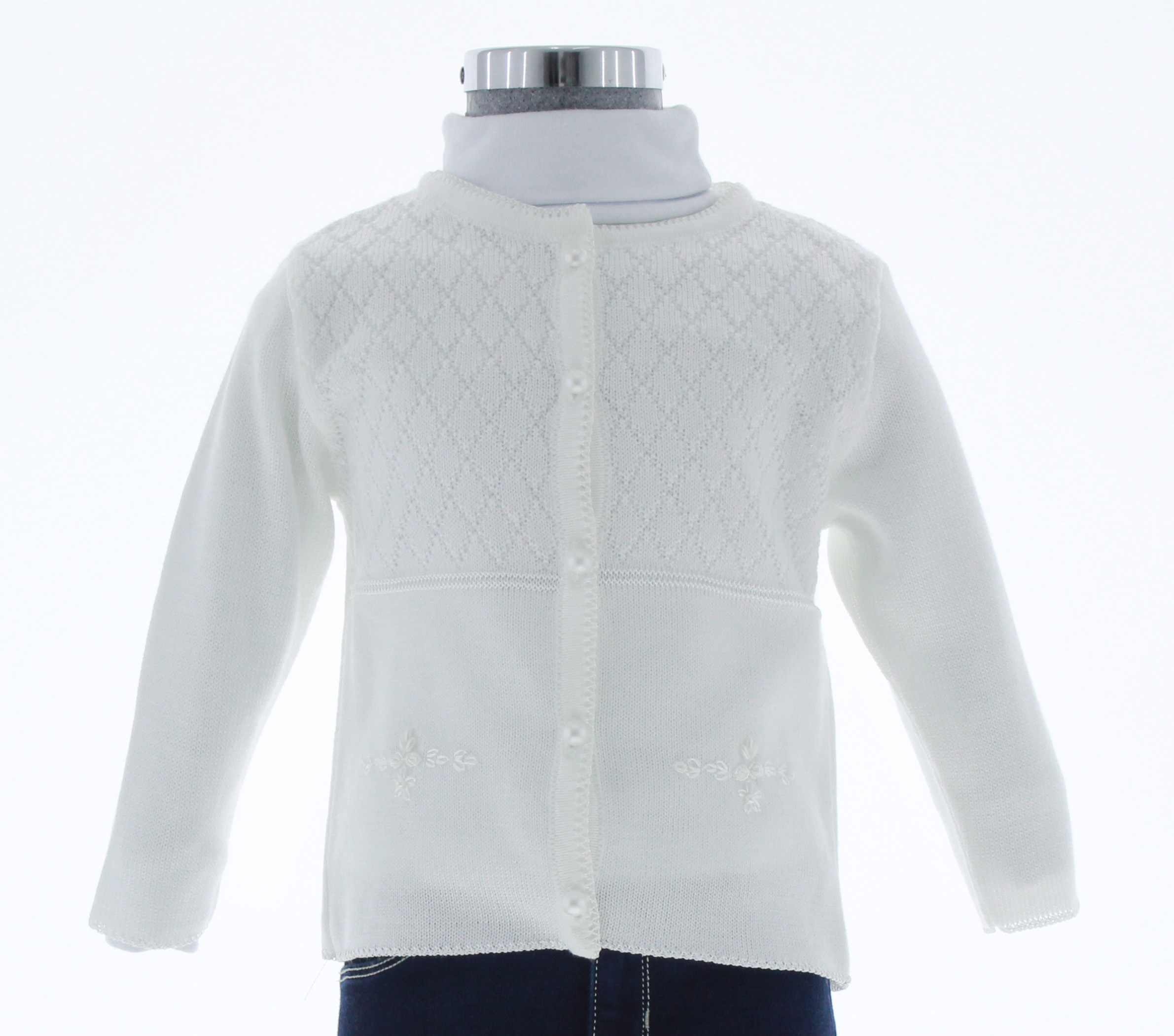 Foto 1 | Sueter Niña Bebe Chicos Olé Tejido 3354 Color Blanco