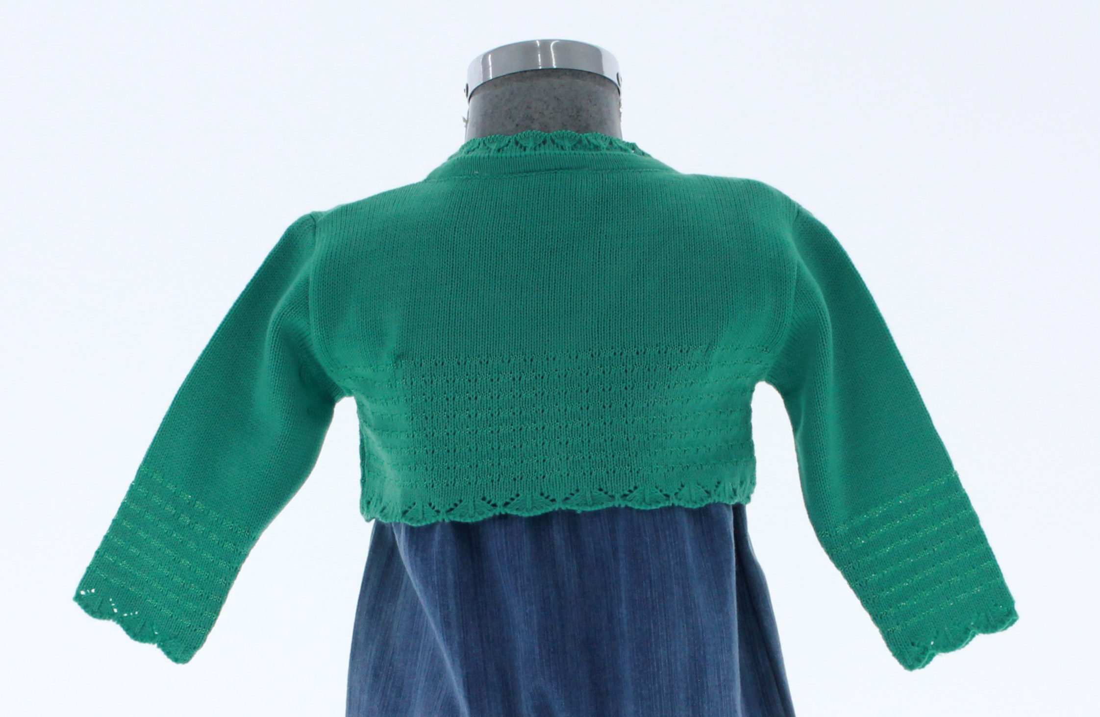 Foto 3 pulgar | Suéter Tipo Bolero Para Niña Chicos Olé 3060 Verde Elegante Con Perlas