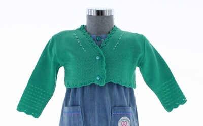 Foto 3 | Suéter Tipo Bolero Para Niña Chicos Olé 3060 Verde Elegante Con Perlas