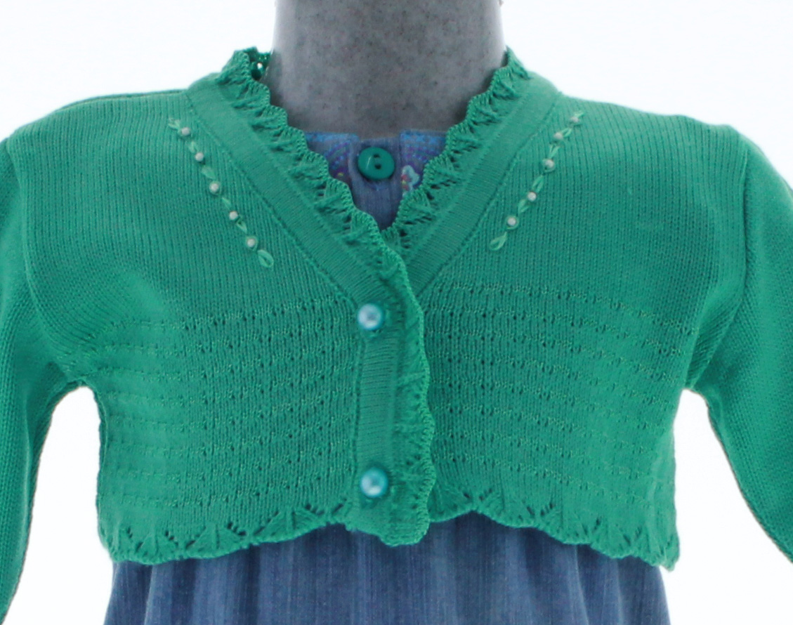 Foto 6 pulgar | Suéter Tipo Bolero Para Niña Chicos Olé 3060 Verde Elegante Con Perlas
