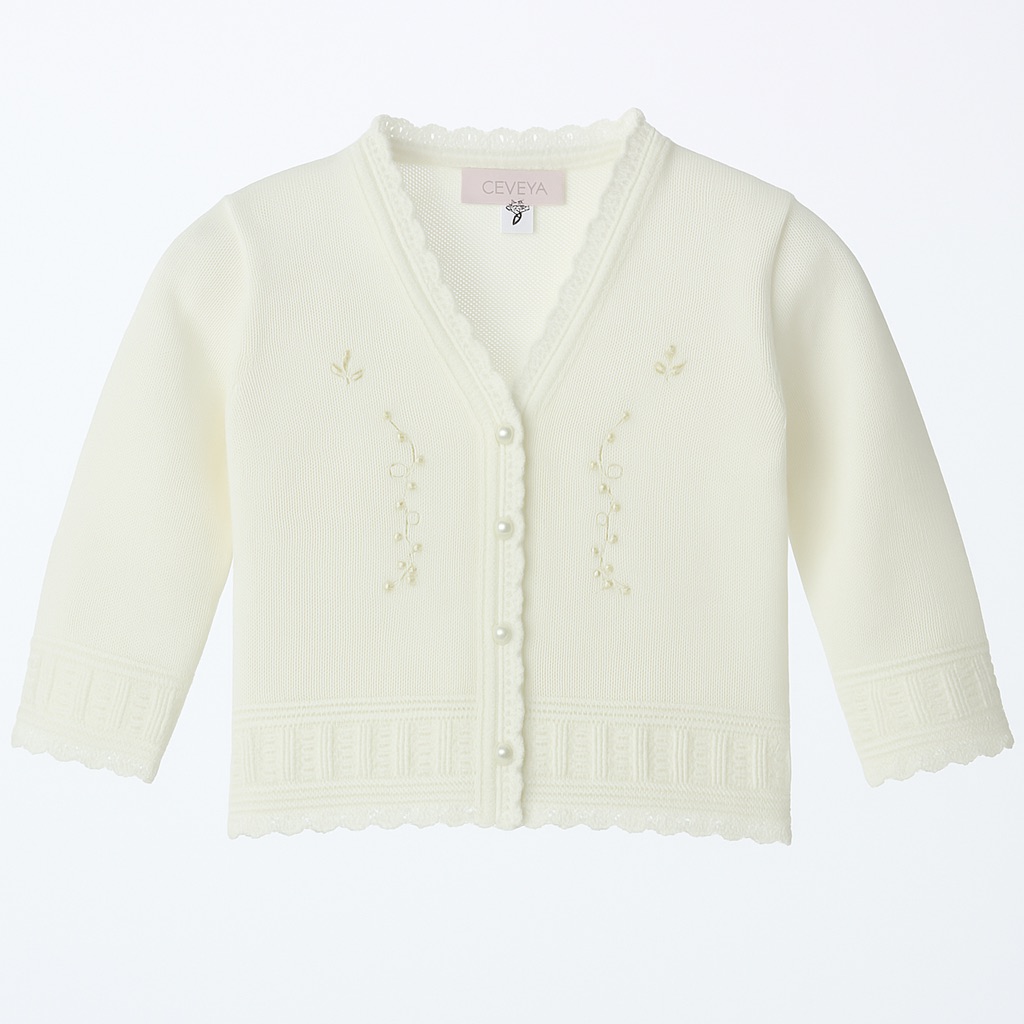 Foto 1 | Suéter Para Niña Chicos Olé 3051 Blanco Elegante Con Botón De Perla