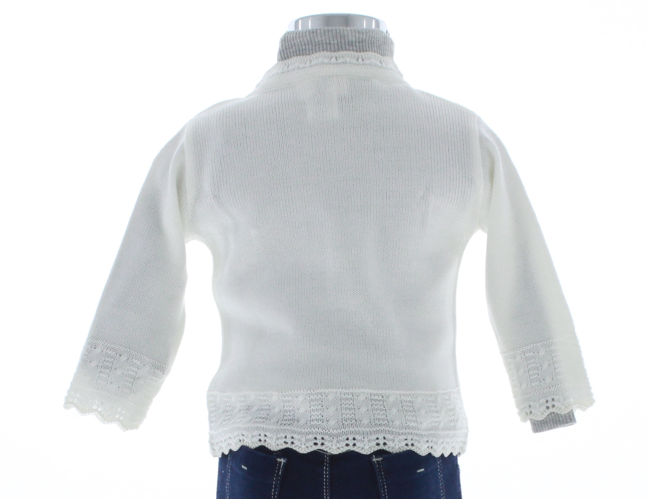 Foto 3 pulgar | Suéter Para Niña Chicos Olé 3051 Blanco Elegante Con Botón De Perla