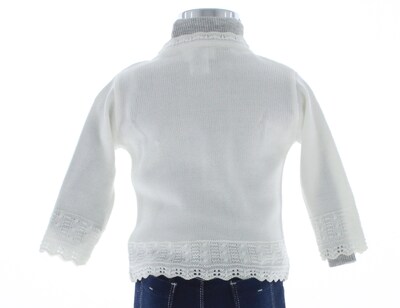 Foto 2 | Suéter Para Niña Chicos Olé 3051 Blanco Elegante Con Botón De Perla