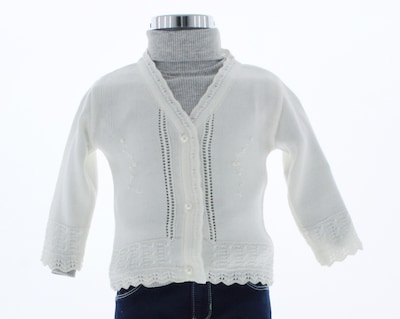 Foto 3 | Suéter Para Niña Chicos Olé 3051 Blanco Elegante Con Botón De Perla